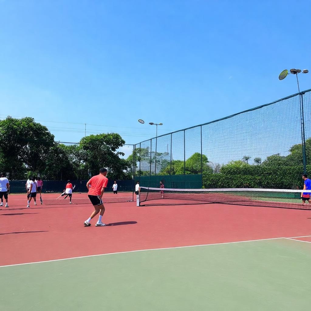 Hinh anh san tennis cay da 35 dao duy anh phu nhuan voi nguoi choi